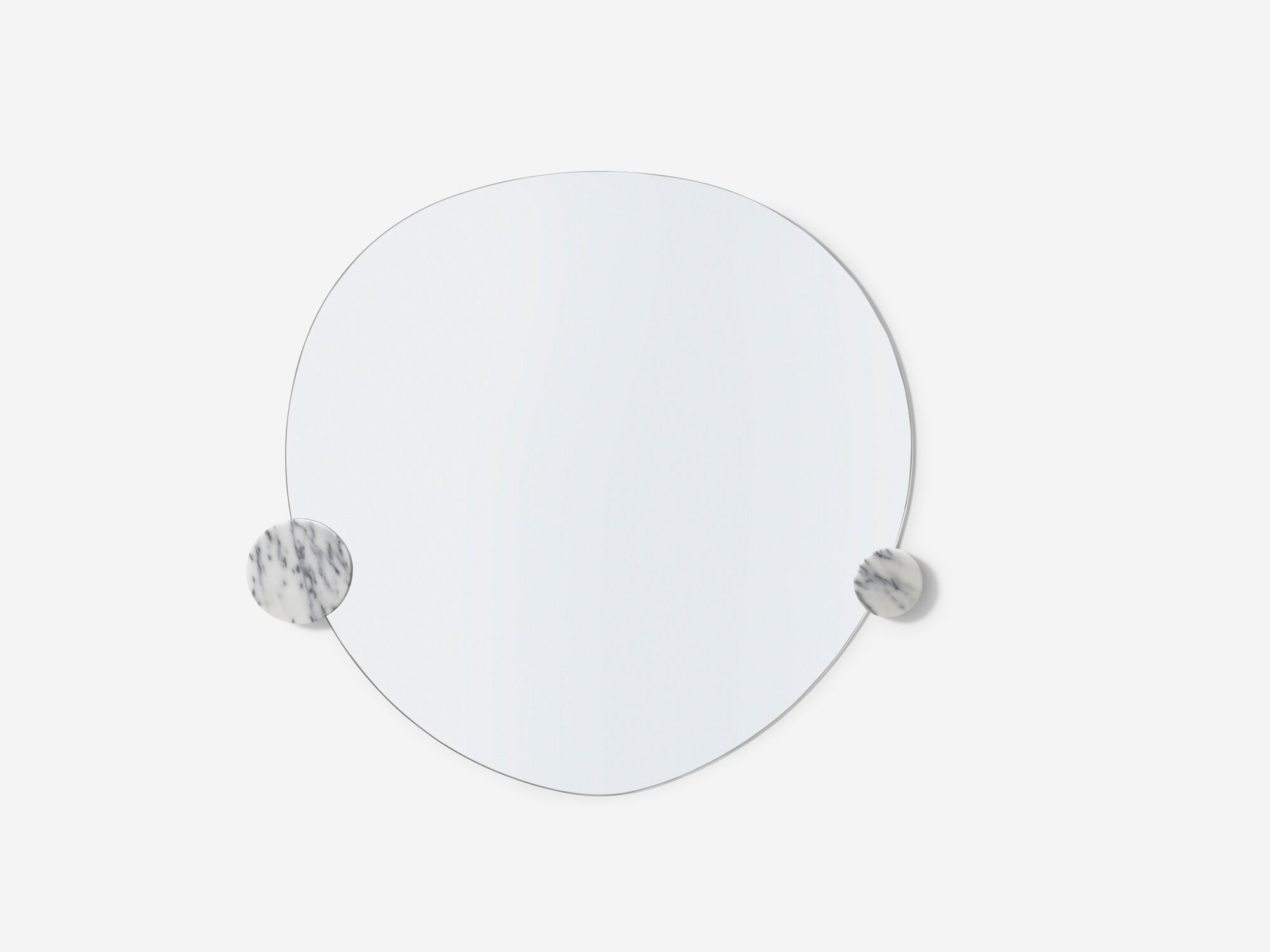 Top view of large wall mirror with white marble knobs